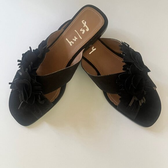 French Soles Dubonnet Black Suede Sandals size 8.5 - Picture 3 of 4